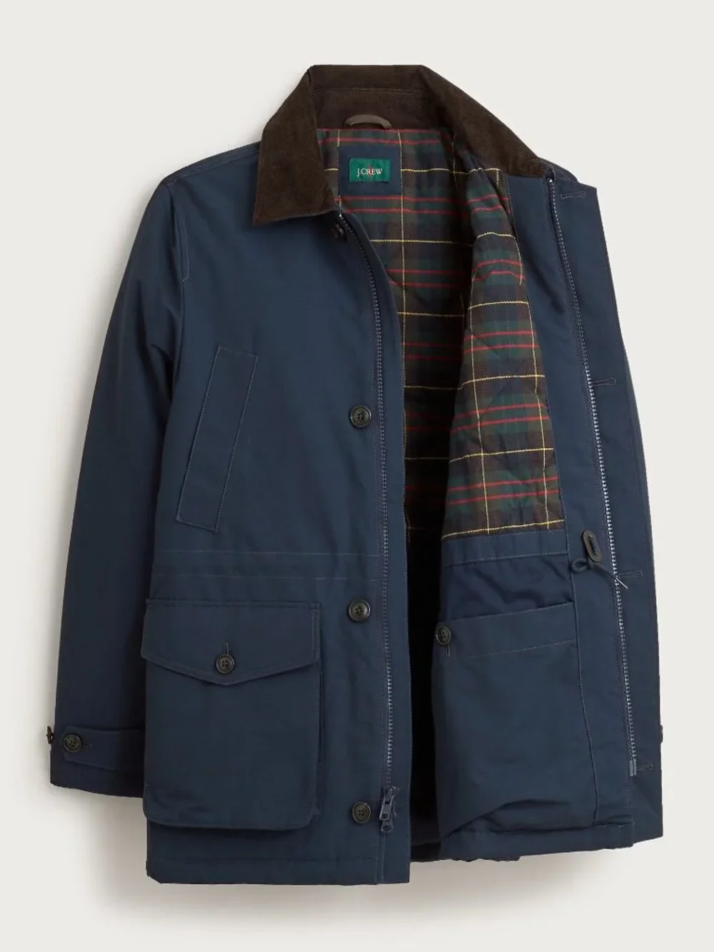 J. Crew Men's Navy Country Jacket Primaloft With Removable Hood CO040 Size Large